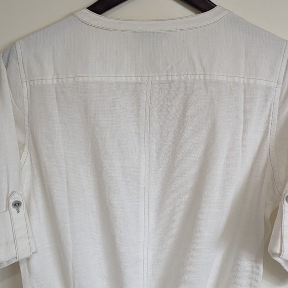 Royal Robbin’s White V-Neck Roll Sleeve Drawstring Waist Dress - Medium - Picture 11 of 13